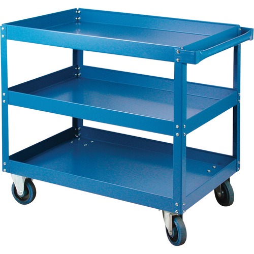KLETON Shelf Cart - 3 Shelf - 408.23 kg Capacity - 4 Casters - 5" (127 mm) Caster Size - Steel - 18" Width x 30" Depth x 36" Height - Kleton Blue
