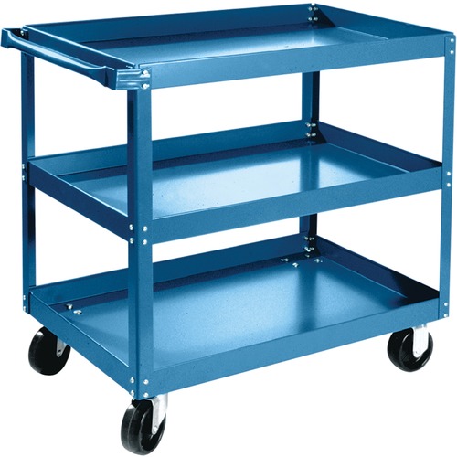 KLETON Shelf Cart - 3 Shelf - 408.23 kg Capacity - 4 Casters - 5" (127 mm) Caster Size - Steel - 24" Width x 36" Depth x 36" Height - Blue - Hand Trucks & Dollies - KLTMB486