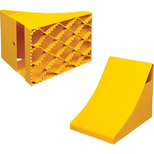 KLETON KH964 Wheel Chock - 8" (203.20 mm) Width x 9.25" (234.95 mm) Height x 10.50" (266.70 mm) Length - Yellow - Steel