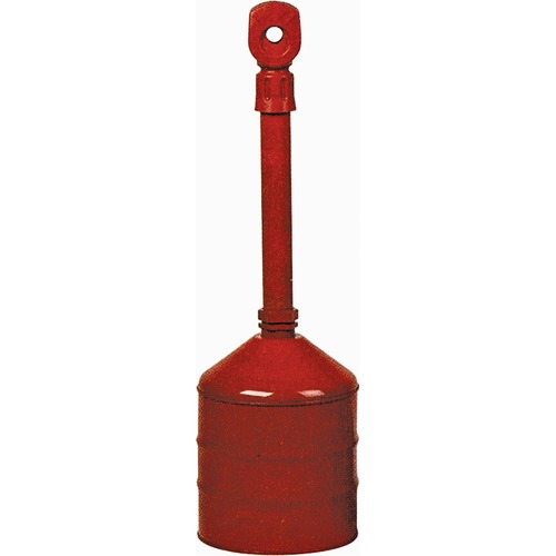 Justrite 26811R Smokers Pole - 18.93 L Capacity - Rugged, Heavy Duty, Fire-Safe, Powder Coated - 38.5" Height x 11.5" Width x 11.5" Diameter - Galvanized Steel, Polyethylene - Safety Red - Smoking Receptacles - JMC10542