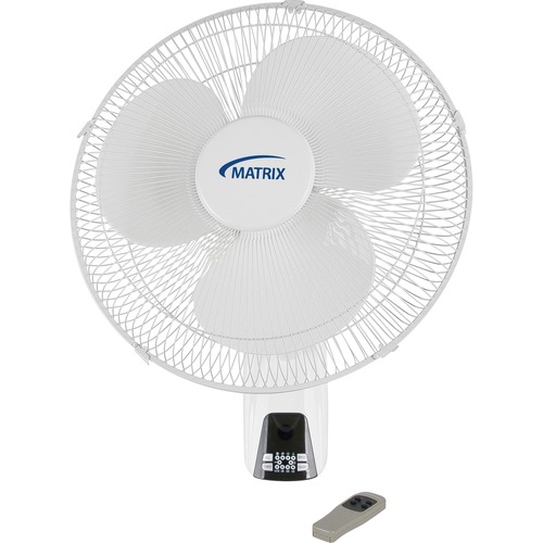 Matrix Wall Mount Fan - 16" Diameter - 4 Speed - Timer, Remote, Oscillating - White - Fans - MIPEA526