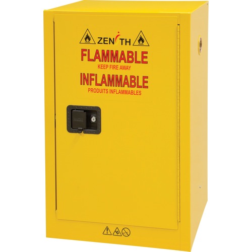 Zenith Flammable Storage Cabinet - 23" x 18" x 35" - 1 x Shelf(ves) - 1 x Hinged Door(s) - Adjustable Feet, Fire Resistant, Recessed Handle, Corrosion Resistant, Adjustable Shelf, Welded - Steel
