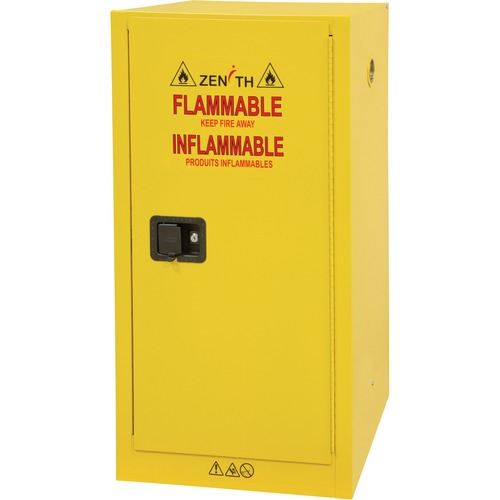 Zenith Flammable Storage Cabinet - 23" x 18" x 44" - 1 x Shelf(ves) - 1 x Hinged Door(s) - Adjustable Feet, Fire Resistant, Recessed Handle, Corrosion Resistant, Adjustable Shelf, Welded - Steel