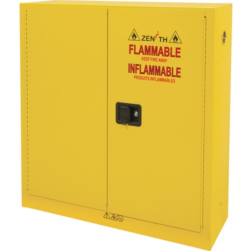Zenith Flammable Storage Cabinet - 43" x 12" x 44" - 3 x Shelf(ves) - 2 x Hinged Door(s) - Adjustable Feet, Fire Resistant, Recessed Handle, Corrosion Resistant, Adjustable Shelf, Welded - Steel