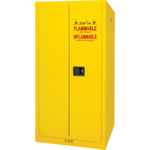 Zenith Flammable Storage Cabinet - 34" x 34" x 65" - 2 x Shelf(ves) - 2 x Hinged Door(s) - Adjustable Feet, Fire Resistant, Recessed Handle, Corrosion Resistant, Adjustable Shelf, Welded, Leak Proof - Steel