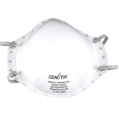 Zenith N95 Particulate Respirators - Recommended for: Warehouse, Industrial - Medium/Large Size - 20 / Box