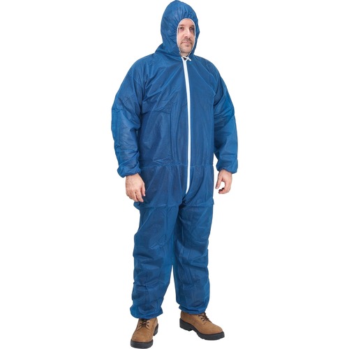 Zenith Polypropylene Coveralls - Recommended for: Food Processing, Laboratory, Pharmaceutical, Warehouse, Manufacturing, Maintenance, Industrial - 2-Xtra Large Size - Dust, Grime, Liquid, Particulate Protection - Zipper Closure - Polypropylene, Fabric - B