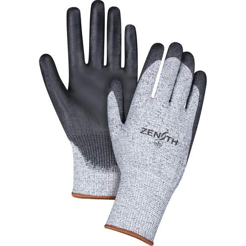 Zenith HPPE Polyurethane-Coated Gloves, Size 8 - Polyurethane Coating - 8 Size Number - Medium Size - High Performance Polyethylene (HPPE) Liner - Abrasion Resistant, Tear Resistant, Elastic Wrist, Cut Resistant, Stretchable, Seamless, Breathable, Knitted