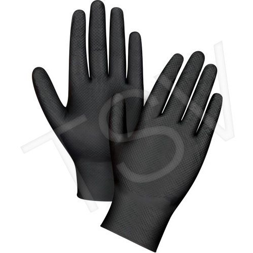 Zenith Heavyweight Black Nitrile Gloves - Oil, Grease Protection - Large Size - Nitrile - Black - Latex-free, Powder-free, Puncture Resistant, Tear Resistant, Textured, Oil Resistant, Grease Resistant, Solvent Resistant, Beaded Cuff, Heavyweight - For Man - Gloves - ZEN03661