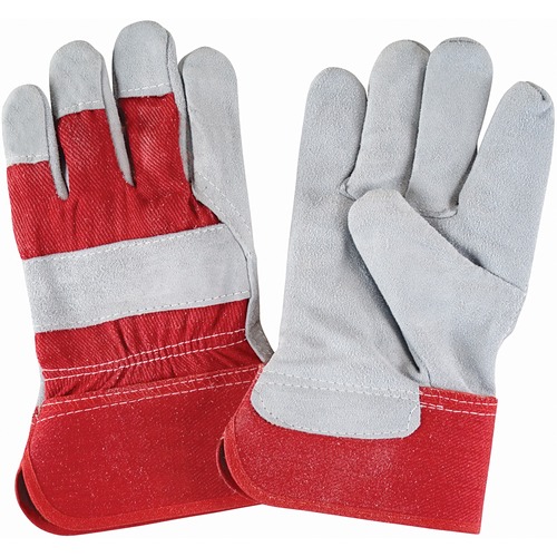 Zenith Work Gloves - Large Size - Cowhide Leather Palm, Cotton Lining, Leather Finger, Leather Knuckle Strap - Safety Cuff, Abrasion Resistant, Launderable, Rubberized Cuff - For Material Handling, Fabrication, Metal Handling, Construction - Gloves - ZEN01486
