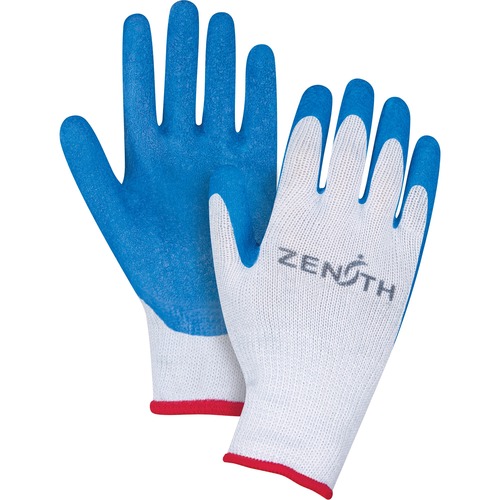 Zenith Work Gloves - Latex Coating - 10 Size Number - X-Large Size - Poly Cotton Shell, Polyester Cotton Liner - Debris Resistant, Seamless, Textured, Knitted Cuff, Abrasion Resistant, Cut Resistant, Puncture Resistant, Comfortable, Knit Wrist - For Glass - Gloves - ZEN02726