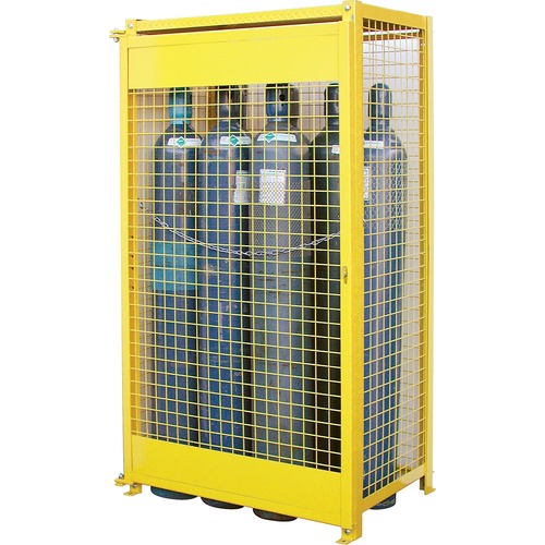 KLETON Gas Cylinder Cabinets - 44" x 30" x 74" - Ventilated, Heavy Duty - Yellow - Steel - Storage Cabinets - KLTSAF837