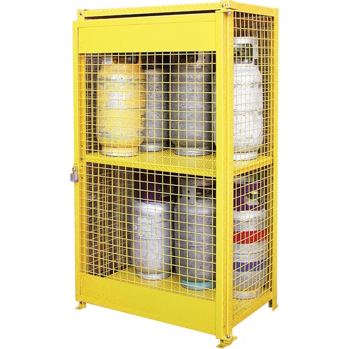 KLETON Gas Cylinder Cabinets - 44" x 30" x 74" - Ventilated, Heavy Duty - Yellow - Steel - Storage Cabinets - KLTSAF847