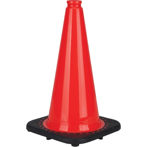 Zenith Traffic Cone - 18" (457.20 mm) Height - Cone Shape - Flexible, Durable, Temperature Resistant - Polyvinyl Chloride (PVC) - Fluorescent Orange - Safety/Caution Signs - ZEN05074