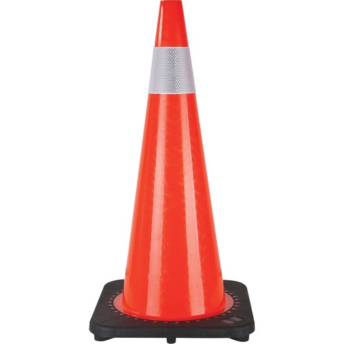 Zenith Traffic Cone - 28" (711.20 mm) Height - Cone Shape - Flexible, Durable, Temperature Resistant, Reflective - Polyvinyl Chloride (PVC) - Fluorescent Orange