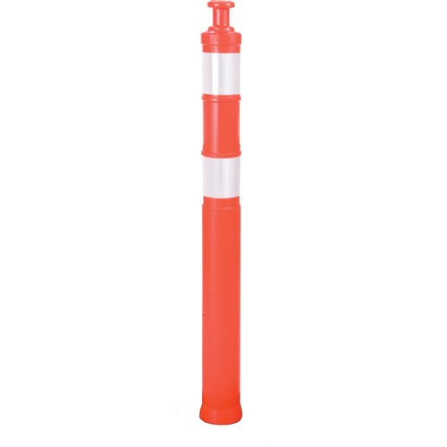 Zenith Traffic Delineator - 42" (1066.80 mm) Height - Flexible, Durable, Temperature Resistant, Reflective - Low Density Polyethylene (LDPE) - Fluorescent Orange - Safety/Caution Signs - ZENSEB773