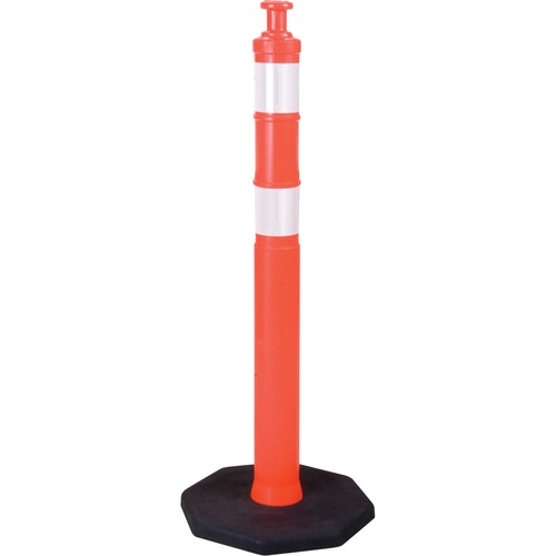 Zenith Traffic Delineator - 42" (1066.80 mm) Height - Flexible, Durable, Temperature Resistant, Reflective - Polyethylene - Fluorescent Orange - Safety/Caution Signs - ZENSEC153