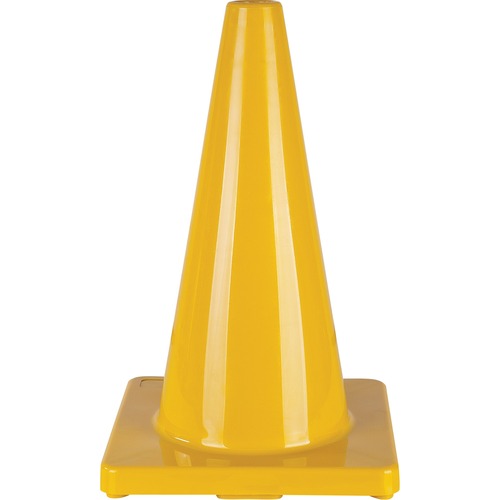 Zenith Traffic Cone - 18" (457.20 mm) Height - Cone Shape - Lightweight, Flexible, Durable, Temperature Resistant - Polyvinyl Chloride (PVC) - Yellow - Safety/Caution Signs - ZENSEH137