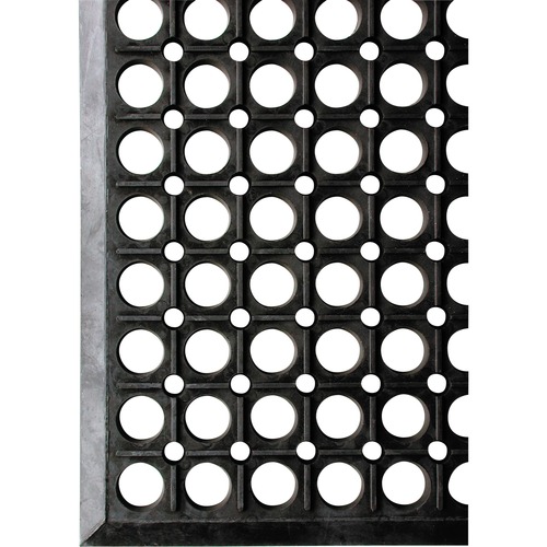 Wearwell WorkRite Anti-fatigue Mat - 10 ft (3048 mm) Length x 36" (914.40 mm) Width x 0.51" (13 mm) Thickness - Rectangle - Natural Rubber - Black