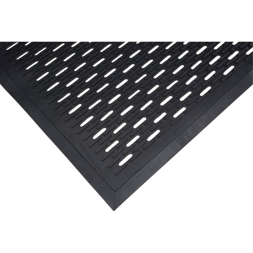 Zenith Scraper Mat - 60" (1524 mm) Length x 36" (914.40 mm) Width x 0.31" (7.94 mm) Thickness - Rectangle - Slotted Pattern - Rubber - Black