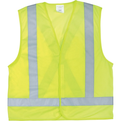 Zenith CSA Compliant Traffic Safety Vests - Recommended for: Industrial, Warehouse - Medium Size - Visibility Protection - Hook & Loop Closure - Polyester, Fabric - Silver, Hi-Vis Yellow