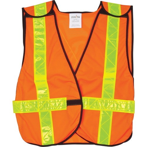 Zenith Traffic Vests - Recommended for: Warehouse, Industrial - Large Size - Visibility Protection - Polyester - Silver, Yellow, Orange