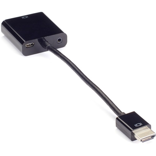 Black Box HDMI to VGA Adapter Converter with Audio, Male/Female Dongle - HDMI/USB/VGA/mini-phone Video Cable for Video Device, Monitor - First End: 1 x HDMI Male Digital Audio/Video - Second End: 1 x 15-pin HD-15 Female VGA, Second End: 1 x Mini-phone Fem