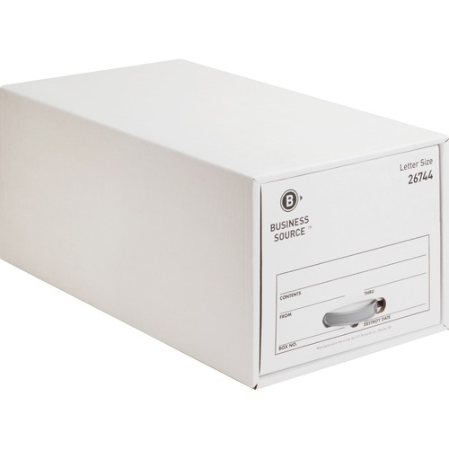 Business Source Stackable File Drawer - Internal Dimensions: 12.25" Width x 23.50" Depth x 10.25" Height - External Dimensions: 14" Width x 25.3" Depth x 11.5" Height - Media Size Supported: Letter - Stackable - Steel, Plastic - White - For File, Document