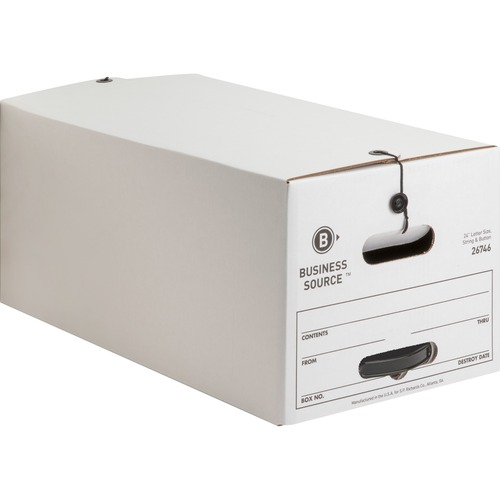 Business Source Medium Duty Letter Size Storage Box - Internal Dimensions: 12" Width x 24" Depth x 10" Height - External Dimensions: 12.3" Width x 24.1" Depth x 10.8" Height - Media Size Supported: Letter - Stackable - White - Recycled - 12 / Carton