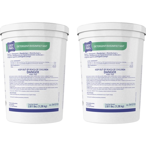 Diversey EasyPaks Detergent/Disinfectant - Concentrate - 0.50 oz (0.03 lb) - Lemon Scent - 90 / Tub - 2 / Carton - Disinfectant, Deodorize - Green