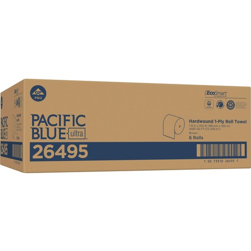 Pacific Blue Ultra High-Capacity Recycled Paper Towel Rolls - 7.87" x 1150 ft - Brown - Paper - 6 Rolls Per Container - 6 / Carton