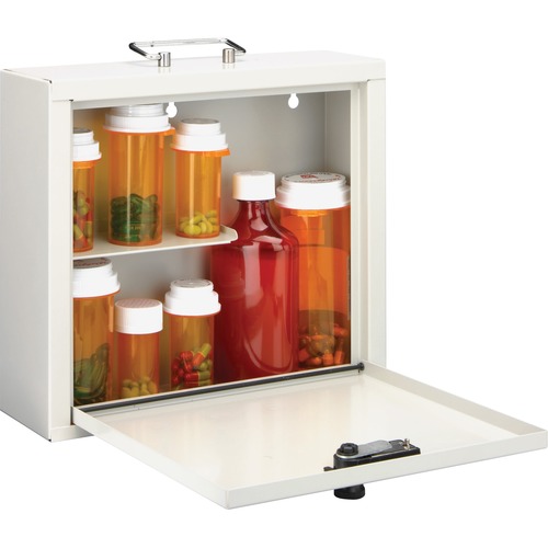 MMF Standard Steel Medication Case - Combination, Programmable Lock - Overall Size 9.5" x 10.8" x 3.8" - Platinum - Steel - Safes - MMF201906106