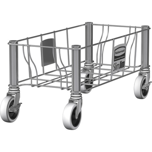 Rubbermaid Commercial 1968468 Slim Jim Stainless Steel Single Dolly for Slim Jim Containers - 45.36 kg Capacity - 3" (76.20 mm) Caster Size - Stainless Steel - 20.4" Length x 9.3" Width x 9" Height - Satin Stainless - 1 Each
