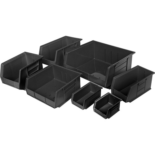 INTEGRATED PLASTICS Storage Bin - 3" Height x 4.1" Width x 7.4" Depth - Black - Polyethylene