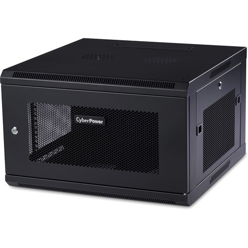 CyberPower CR6U61001 Wall Mount Enclosure - 6U 19" Wall Mount Enclosure, 600mm wide, 600mm deep, hex perforated metal door, side panels, locking doors/panels, black, 132lbs (60kg) loading capacity, 5 year warranty