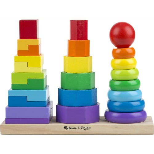 Melissa & Doug Geometric Stacker - Theme/Subject: Fun - Skill Learning: Stacking, Matching, Sorting, Building, Shape, Size Differentiation, Color, Geometry - 25 Pieces