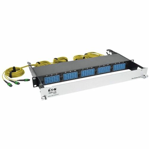 Eaton Tripp Lite Series 40/100Gb Fiber Breakout Patch Panel, 40Gb to 4 x 10Gb, 100Gb to 4 x 25Gb, 15 MTP QSFP to 60 LC Duplex 9/125 Singlemode Ports, 1U - 60 x Duplex - 1U High - Black - 19" Wide - Rack-mountable
