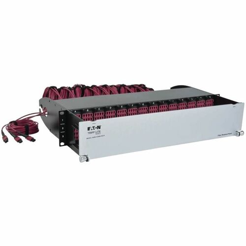 Eaton Tripp Lite Series 40/100Gb Fiber Breakout Patch Panel, 40Gb to 4 x 10Gb, 100Gb to 4 x 25Gb, 42 MTP QSFP to 168 LC Duplex OM4 50/125 Multimode Ports, 2U - 168 x Duplex - 2U High - Black - 19" Wide - Rack-mountable