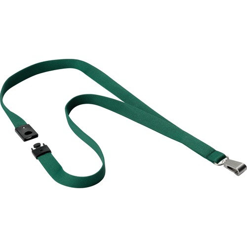 DURABLE® Premium Textile Lanyard with Safety Release - 3/4" x 17" Lanyard - Dark Green - 10 / Box