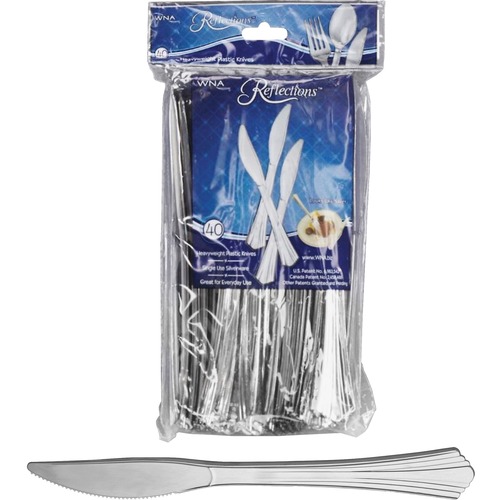 Reflections Classic Silver-look Knife - 40 / Pack - 8/Carton - Knife - Disposable - Plastic - Silver