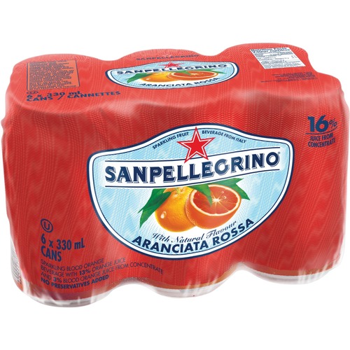 SanPellegrino Aranciata Rossa - Ready-to-Drink - Orange Flavor - 330mL - Can - 6 / Pack - 24 / Case