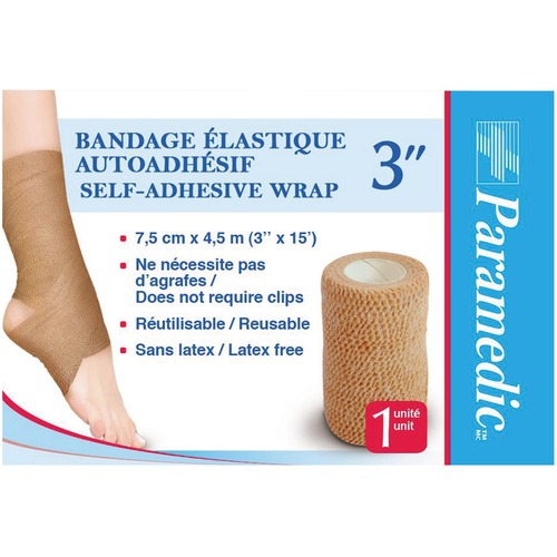 Paramedic Elastic Self-adhesive Bandage 3'' - 3" (76.20 mm) x 15 ft (4572 mm) - 1Each - Rubber - First Aid Kits & Supplies - PME9991023