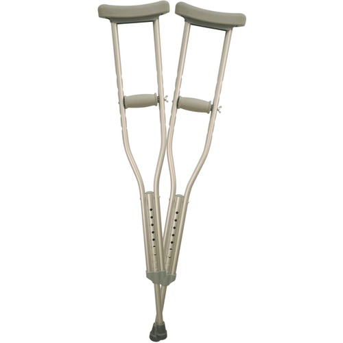 BIOS Medical Living Aluminum Crutches - Large - 99.79 kg Load Capacity - Durable, Lightweight, Skid Resistant, Push Button Adjustable, Adjustable Height