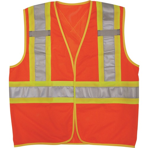 Viking Open Road "BTE" Vest - Recommended for: School, Construction - 2-Xtra Large/3-Xtra Large Size - Hook & Loop Closure - Polyester Mesh - Orange - 1 - Safety Vests - VIK6110O2XL3XL