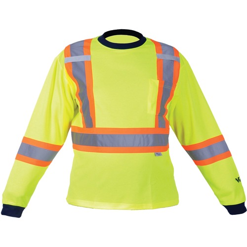 Viking Safety Cotton Lined Long Sleeve Shirt - Recommended for: Outdoor, Warehouse - Medium Size - Ultraviolet Protection - Cotton, Polyester - Green - 1 Each - Safety Vests - VIK6015GM