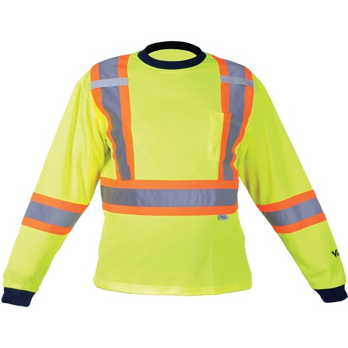 Viking Safety Cotton Lined Long Sleeve Shirt - Recommended for: Outdoor, Warehouse - XX-Large Size - Ultraviolet Protection - Cotton, Polyester - Green - 1 - Safety Vests - VIK6015GXXL