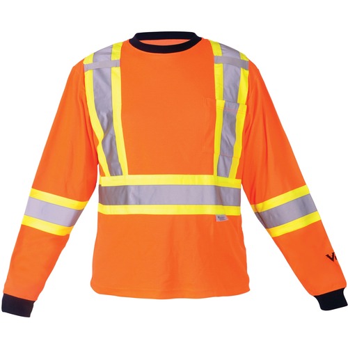 Viking Safety Cotton Lined Long Sleeve Shirt - Recommended for: Outdoor, Warehouse - Medium Size - Ultraviolet Protection - Cotton, Polyester - Orange - 1 Each - Safety Vests - VIK6015OM