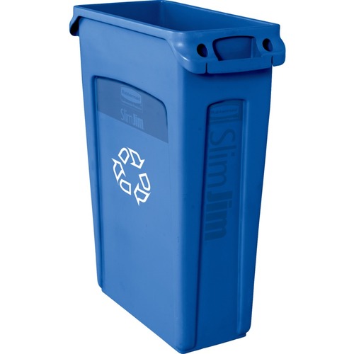 Rubbermaid 3540-07 Slim Jim with Venting Channels - Recycling (Lid & Dolly sold sperately) - 87.06 L Capacity - Rectangular - 30" Height x 22" Width x 11" Depth - Plastic - Blue - 4