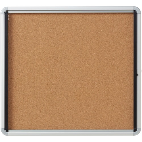Quartet Euro Enclosed Cork Bulletin Board for Indoor Use, 1 Swing Door, 30" x 27"