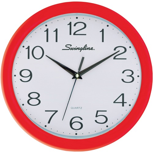 Swingline Fashion Wall Clock - Analog - Quartz - Red/Polystyrene Case